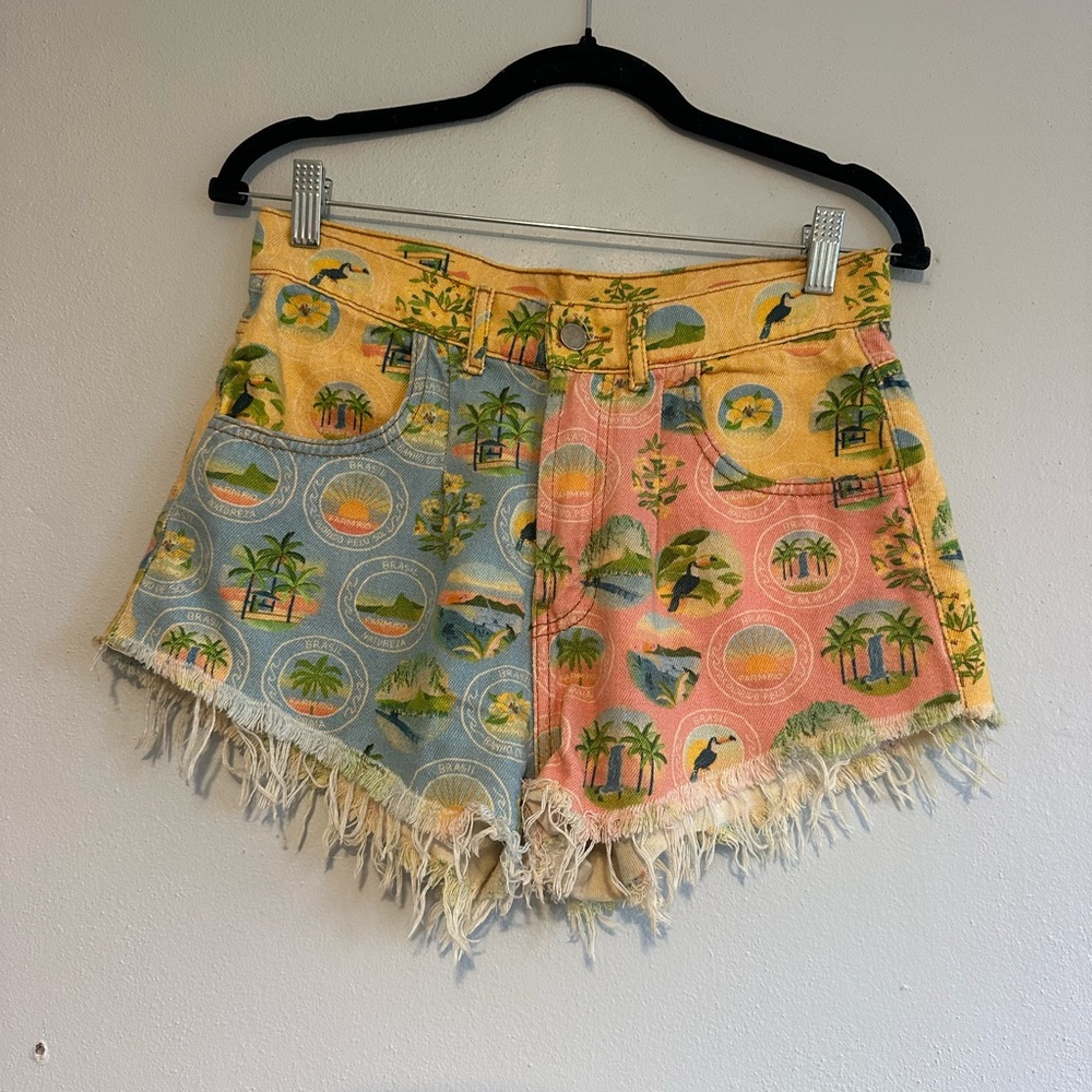 FARM Rio Multicolor Tropical Jean Shorts - Picture 2 of 6